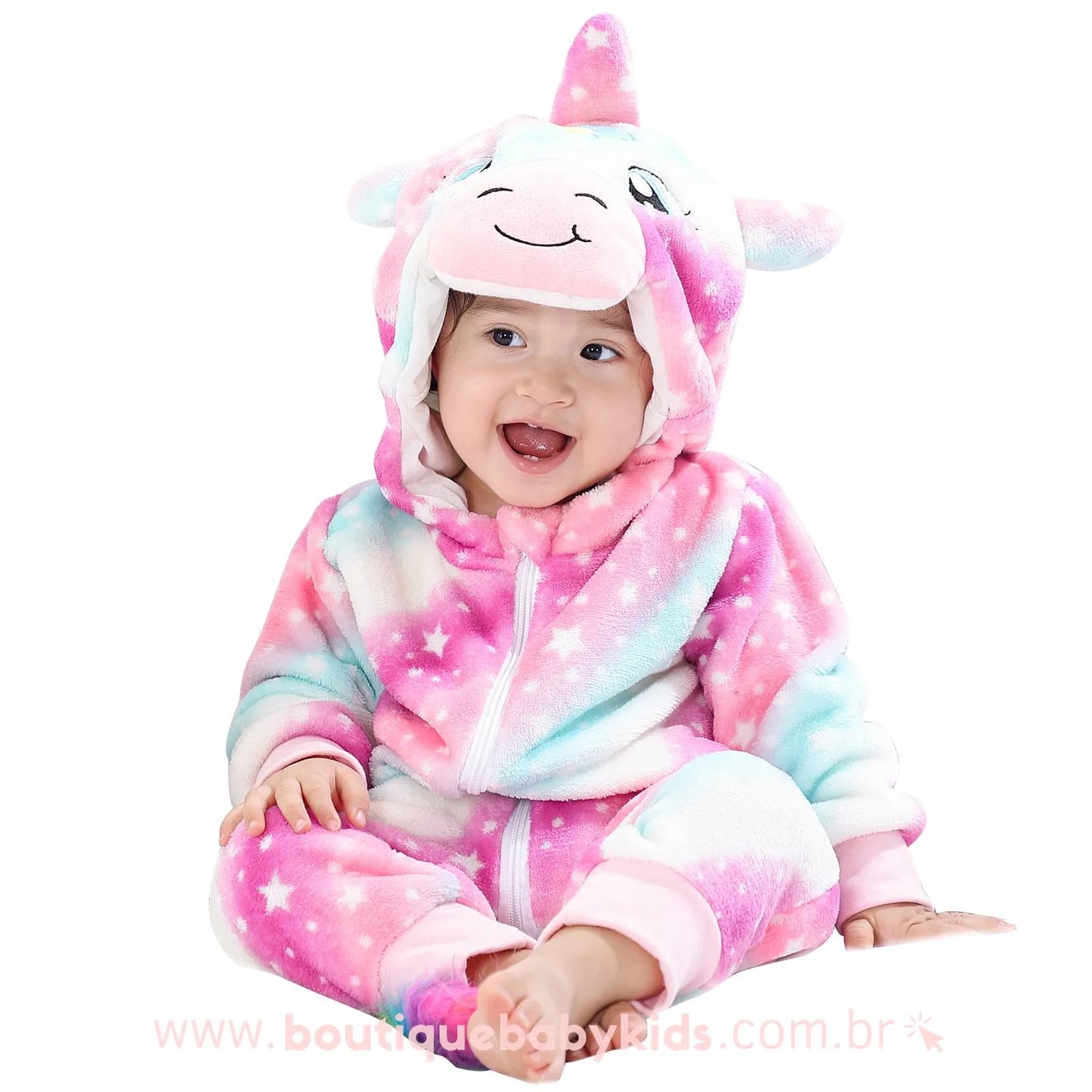 Macacão Bebê Fantasia Unicórnio Soft Estrelado Multicor - Frete Grátis - Boutique Baby Kids