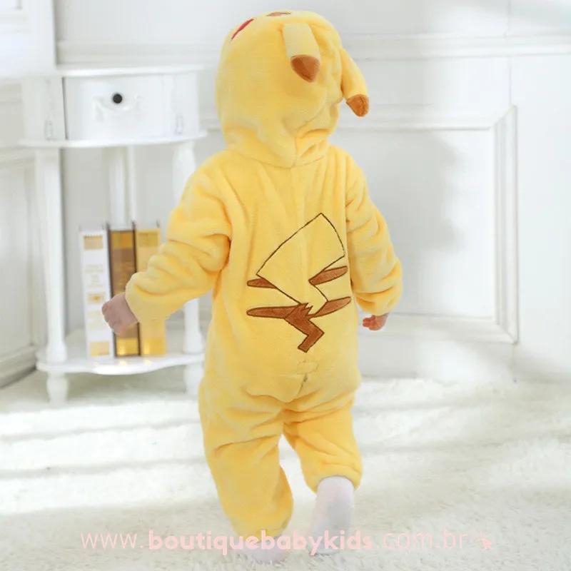 Body Bebê Inverno Fantasia Pokémon Pikachu com Capuz Mesversário – Boutique  Baby Kids