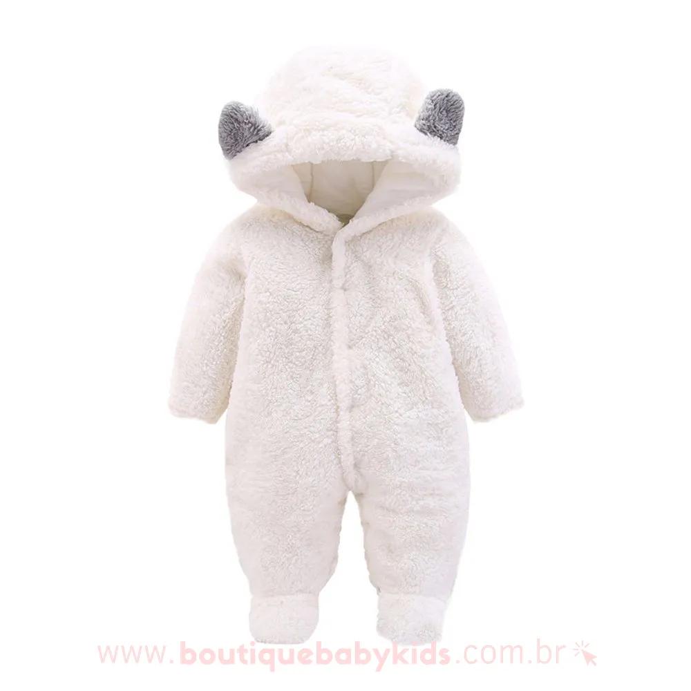 Macacão Bebê Inverno Fantasia Ursinho - Boutique Baby Kids #branco