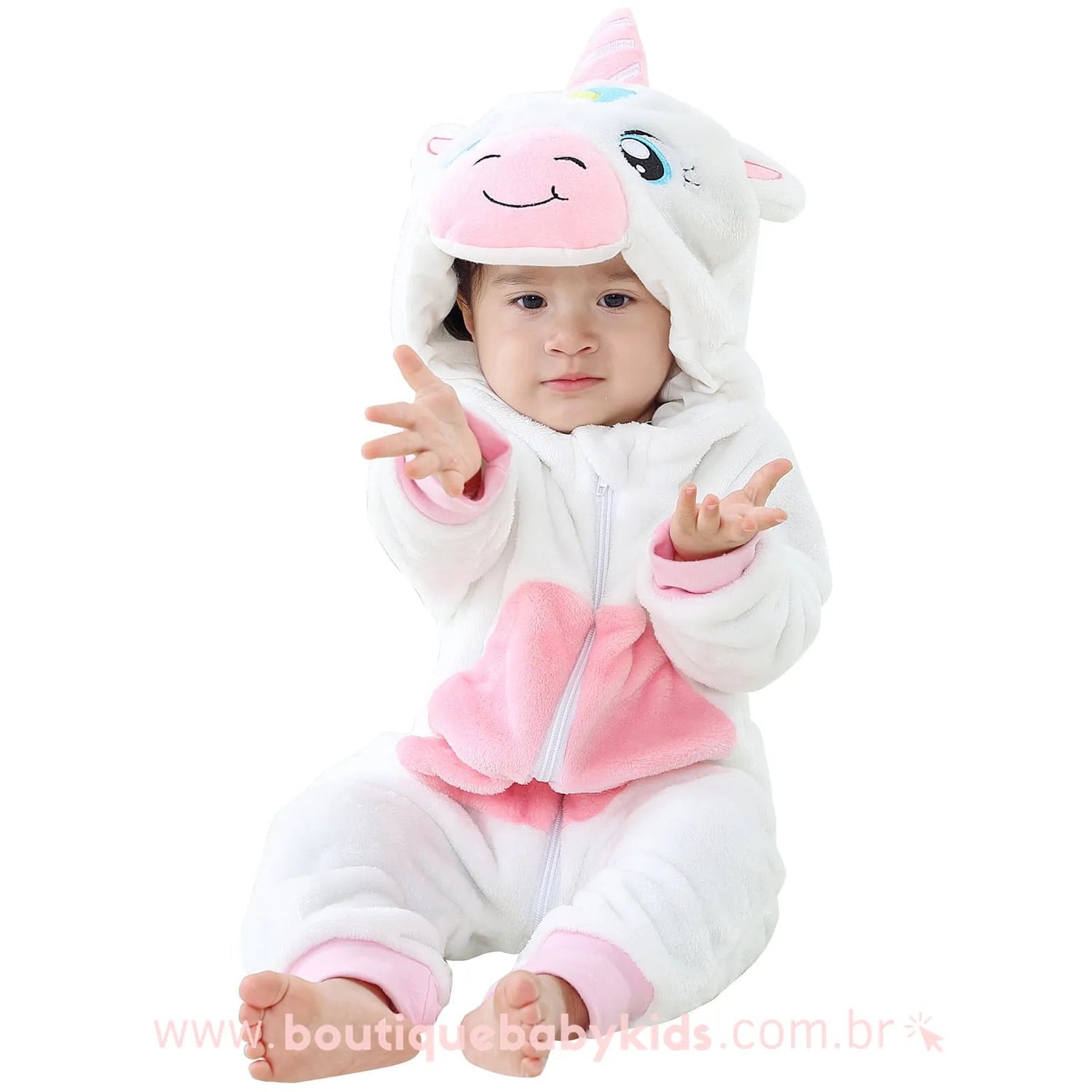 Macacão Bebê Soft Fantasia Bichinho Unicórnio Branco - Frete Grátis - Boutique Baby Kids