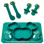 Kit Alimentação em Silicone Dinossauro Verde 5 Peças - Frete Grátis - Boutique Baby Kids 