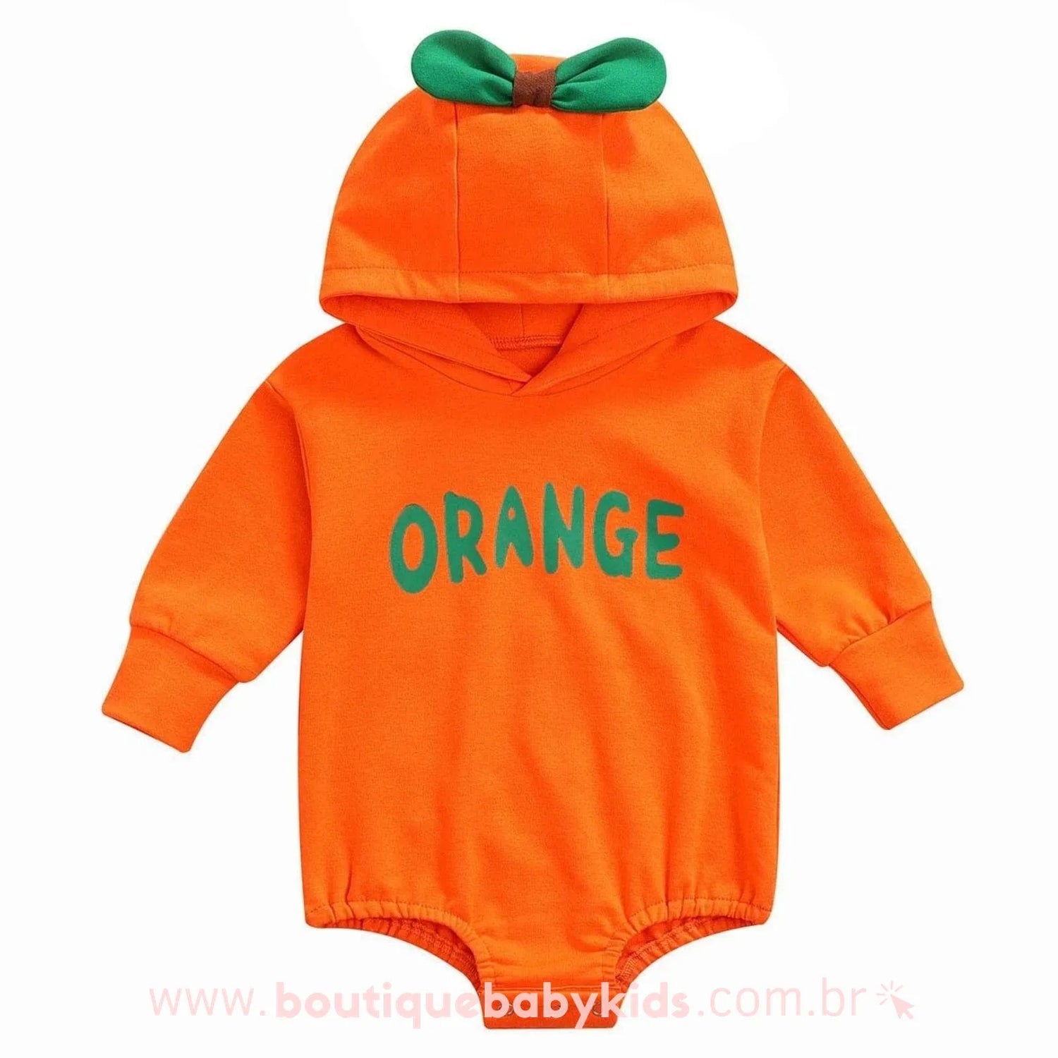 Body Bebê Fantasia Fruta Laranja com Capuz