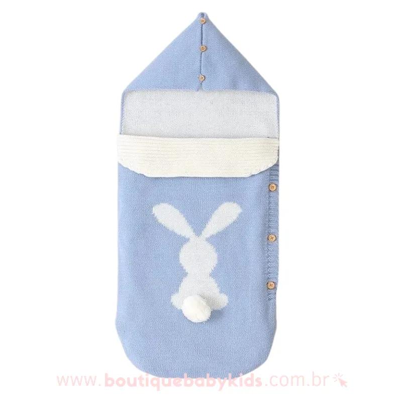 Saco de Dormir Bebê Inverno Tricot Coelhinho - Frete Grátis