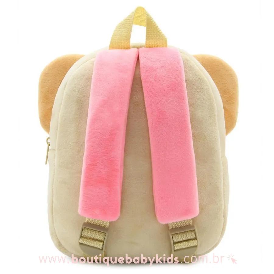 Mochila Infantil Costas Peluciada Bichinho Coala Rosa - Boutique Baby Kids