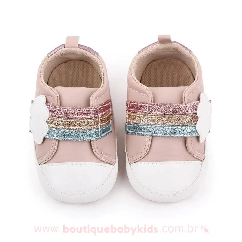 Tênis Bebê Primeiros Passos Arco-Íris Rosa - 0 a 18 meses - Frete Grátis - Boutique Baby Kids 