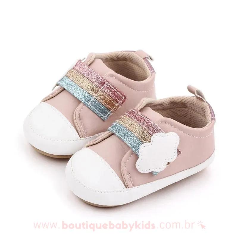 Tênis Bebê Primeiros Passos Arco-Íris Rosa - 0 a 18 meses - Frete Grátis - Boutique Baby Kids 