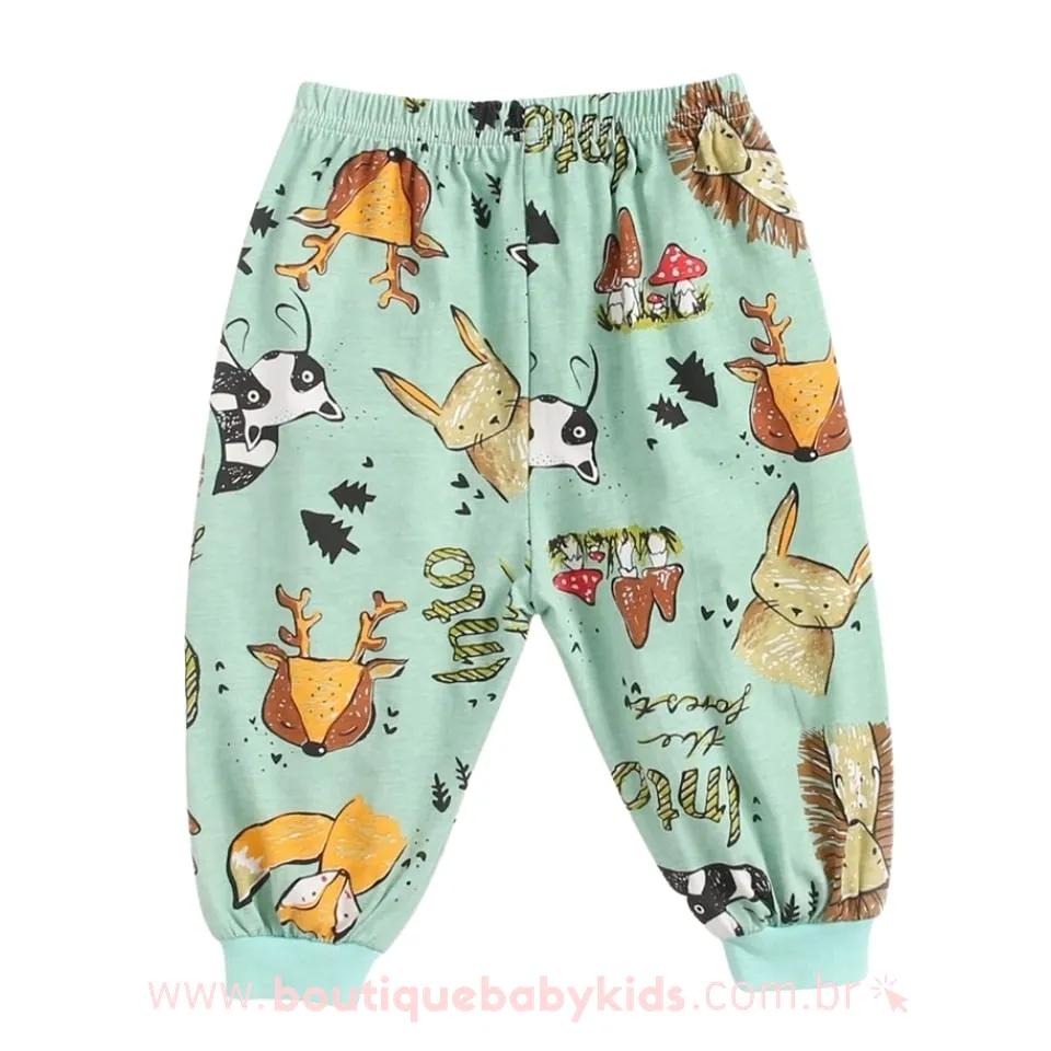 Calça Bebê Estampa Animais Verde