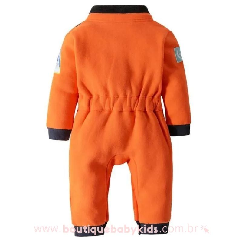 Macacão Bebê Fantasia Astronauta Laranja Manga Longa - Boutique Baby Kids