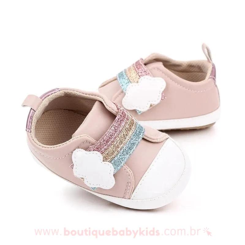 Tênis Bebê Primeiros Passos Arco-Íris Rosa - 0 a 18 meses - Frete Grátis - Boutique Baby Kids 