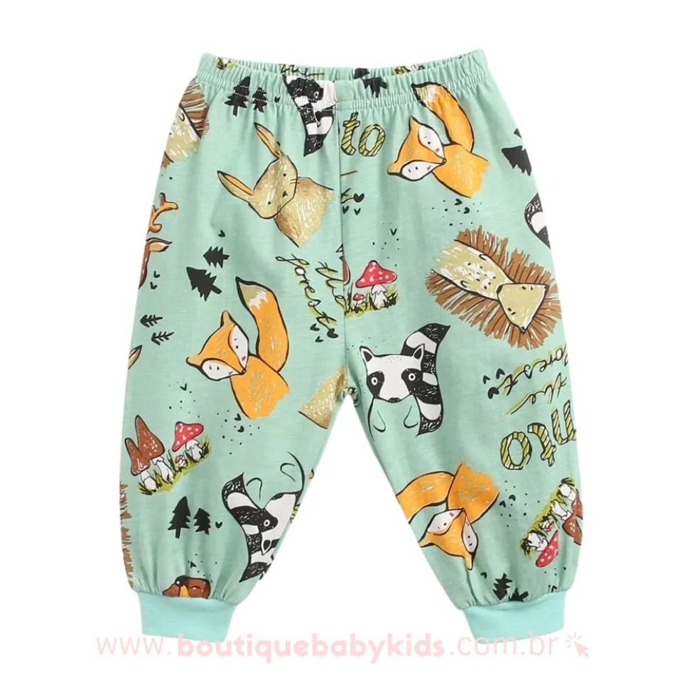 Calça Bebê Estampa Animais Verde