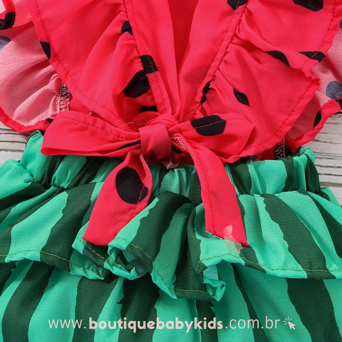 Body Bebê Fantasia Frutinha Melancia com Faixa - Boutique Baby Kids