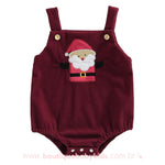 Body Bebê Jardineira Bordado Natal Papai Noel Vermelho - Boutique Baby Kids
