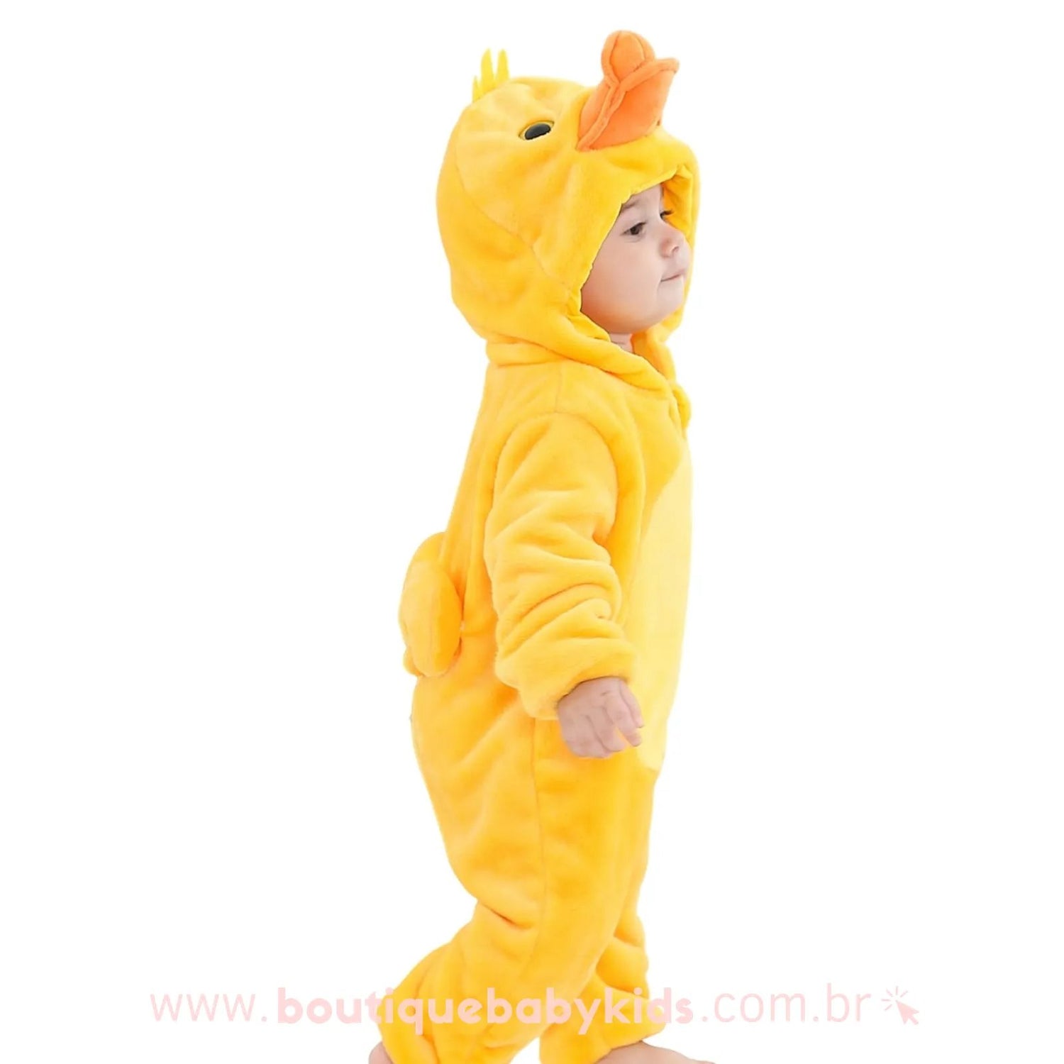 Macacão Bebê Inverno Fantasia Bichinho Patinho Amarelo - 0 a 24 meses - Frete Grátis