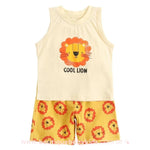 Conjunto Bebê Estampa Leãozinho Regata Short 2 Peças Bege - Boutique Baby Kids