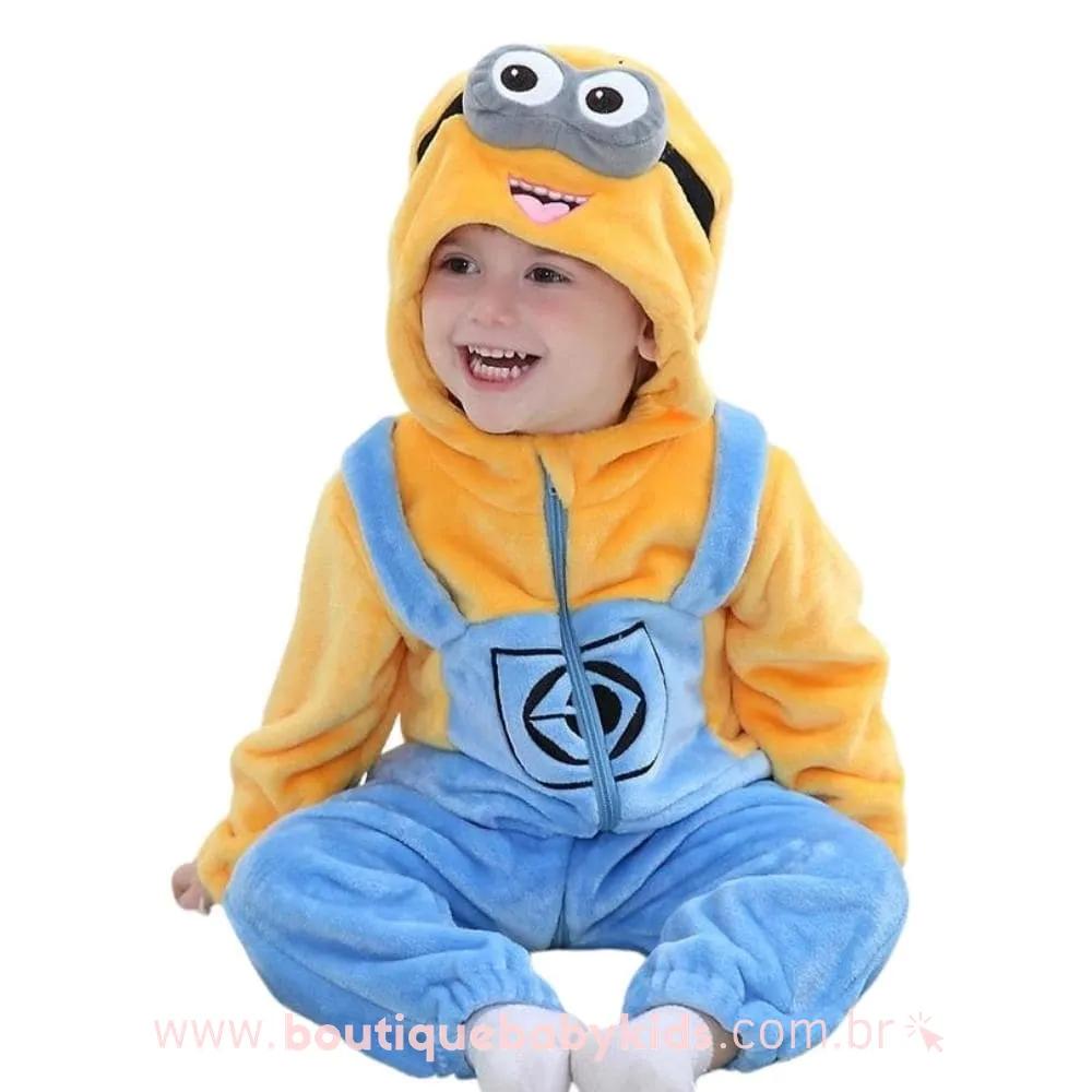 Macacão Bebê Inverno Personagem Minion Amarelo  - Boutique Baby Kids #amarelo