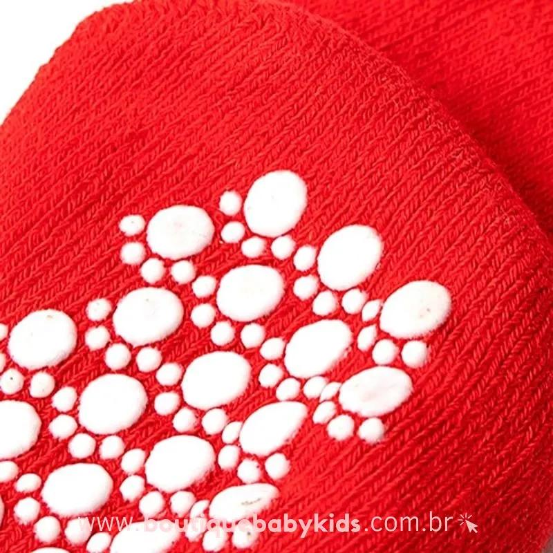 Meia Bebê Papai Noel Natal 3D Antiderrapante - Frete Grátis