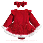 Vestido Bebê Veludo Fantasia Mamãe Noel com Faixa - Boutique Baby Kids
