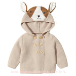 Casaco Bebê Inverno Tricot Cachorrinho Bege com Capuz - Frete Grátis - Boutique Baby Kids 
