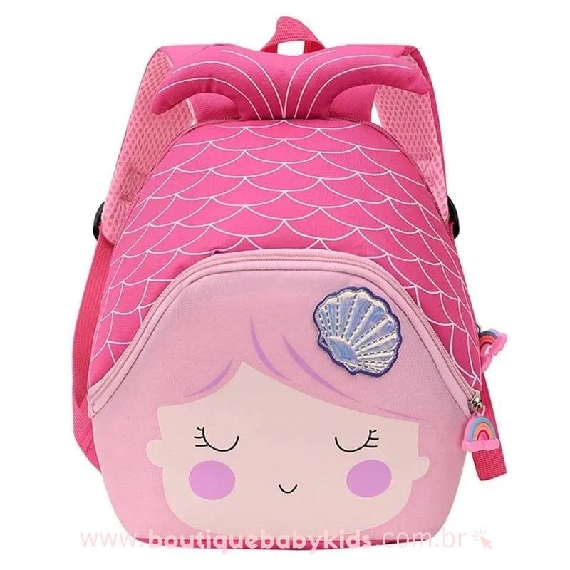 Mochila Infantil Princesa Pequena Sereia Ariel Rosa - Frete Grátis Boutique Baby Kids
