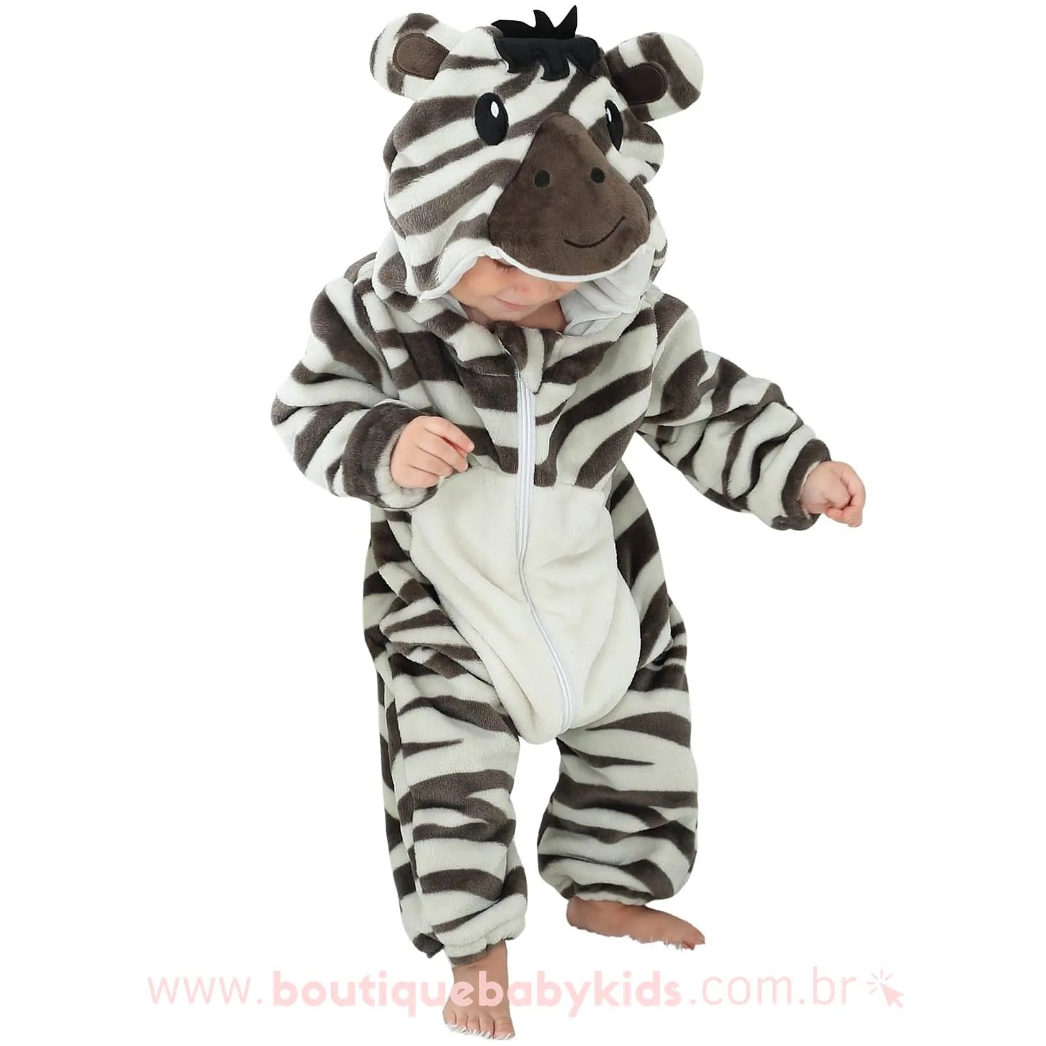 Macacão Bebê Inverno Fantasia Zebra Mesversário - Frete Grátis - Boutique Baby Kids