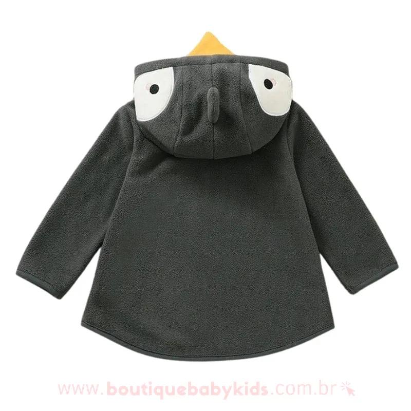 Casaco Bebê Inverno Pinguim com Capuz - Frete Grátis