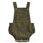 Body Bebê Jardineira Veludo Cotelê com Bolso Verde Exército - Boutique Baby Kids 