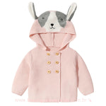 Casaco Bebê Inverno Tricot Cachorrinho Rosa com Capuz - Frete Grátis - Boutique Baby Kids 