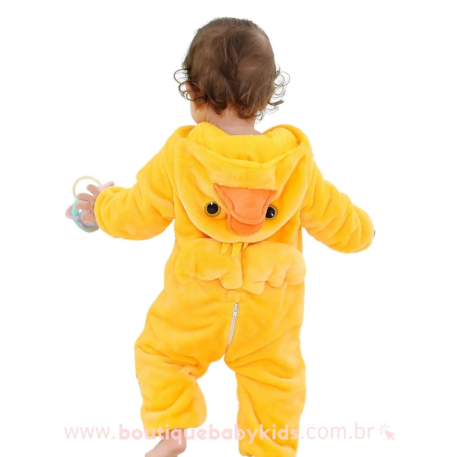 Macacão Bebê Inverno Fantasia Bichinho Patinho Amarelo - 0 a 24 meses - Frete Grátis