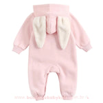 Macacão Bebê Coelhinha Rosa Capuz de Orelhinhas - Frete Grátis - Boutique Baby Kids