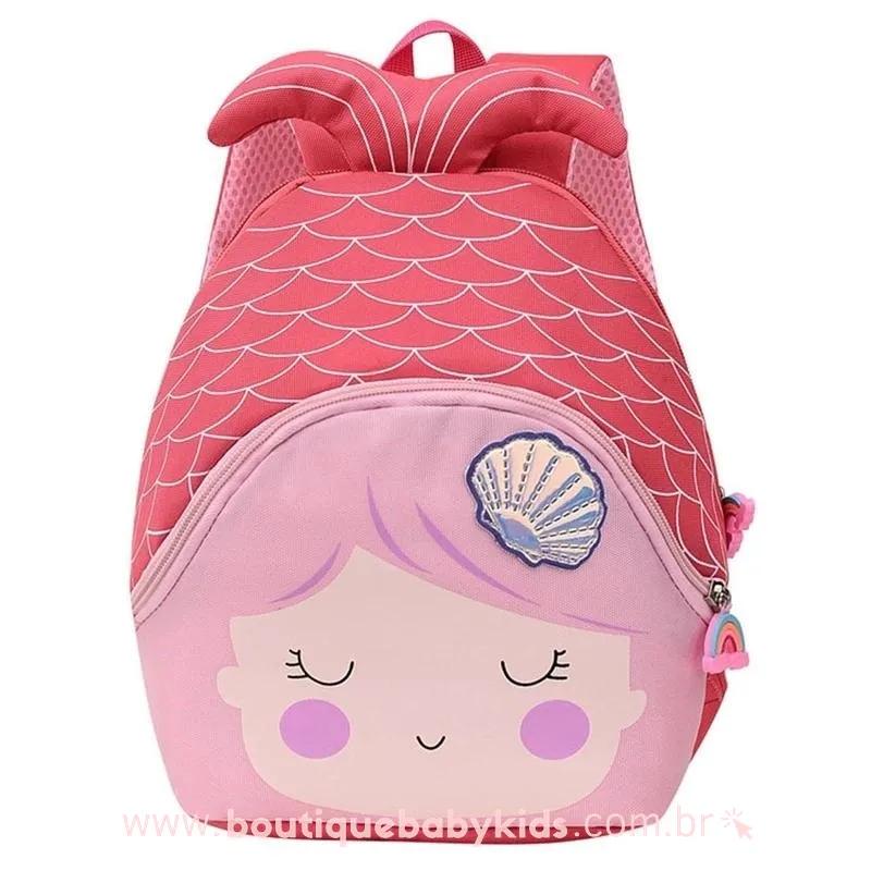 Mochila Infantil Princesa Pequena Sereia Ariel Rosa - Frete Grátis - Boutique Baby Kids
