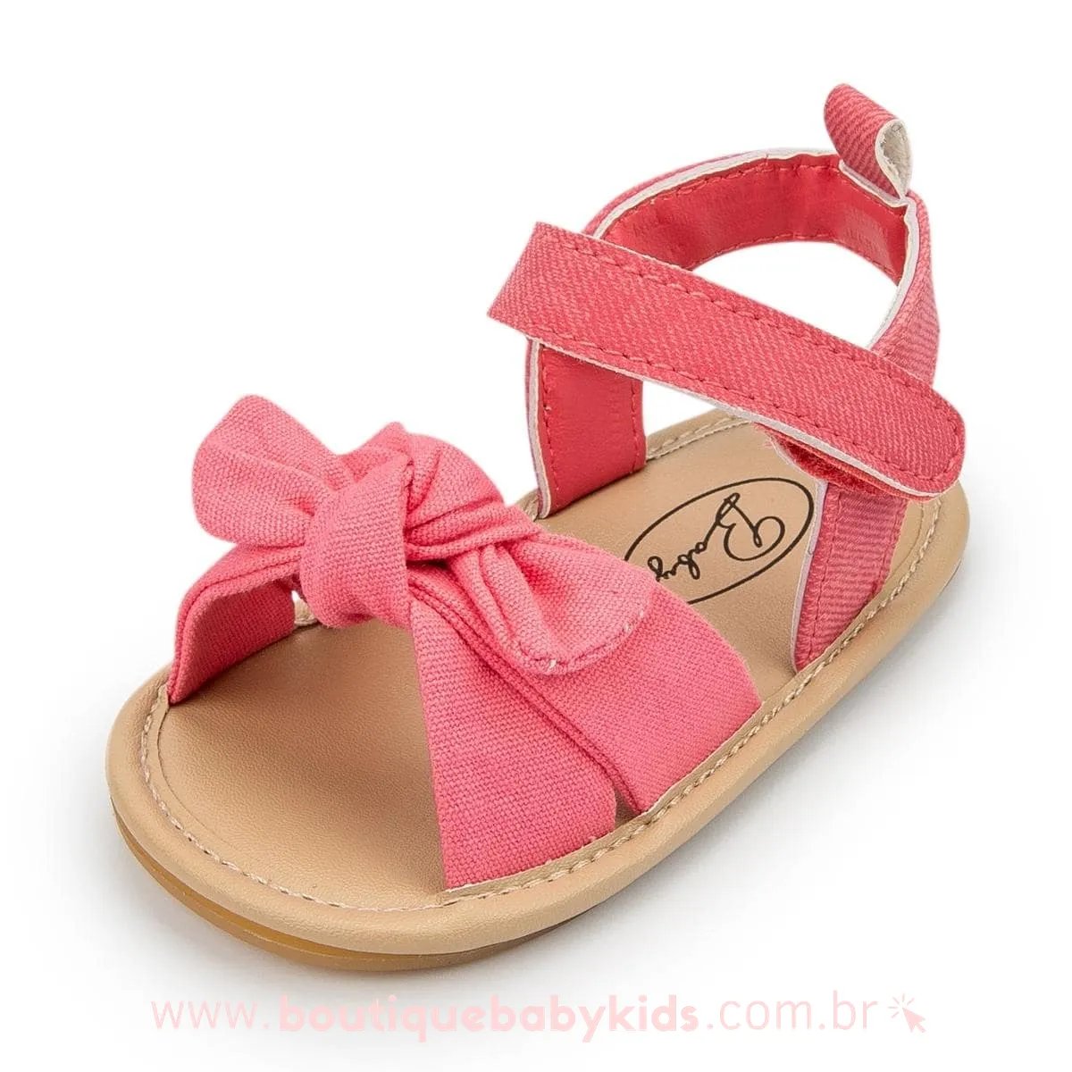 Sandália Bebê Primeiros Passos Laço Frontal Rosa - Boutique Baby Kids