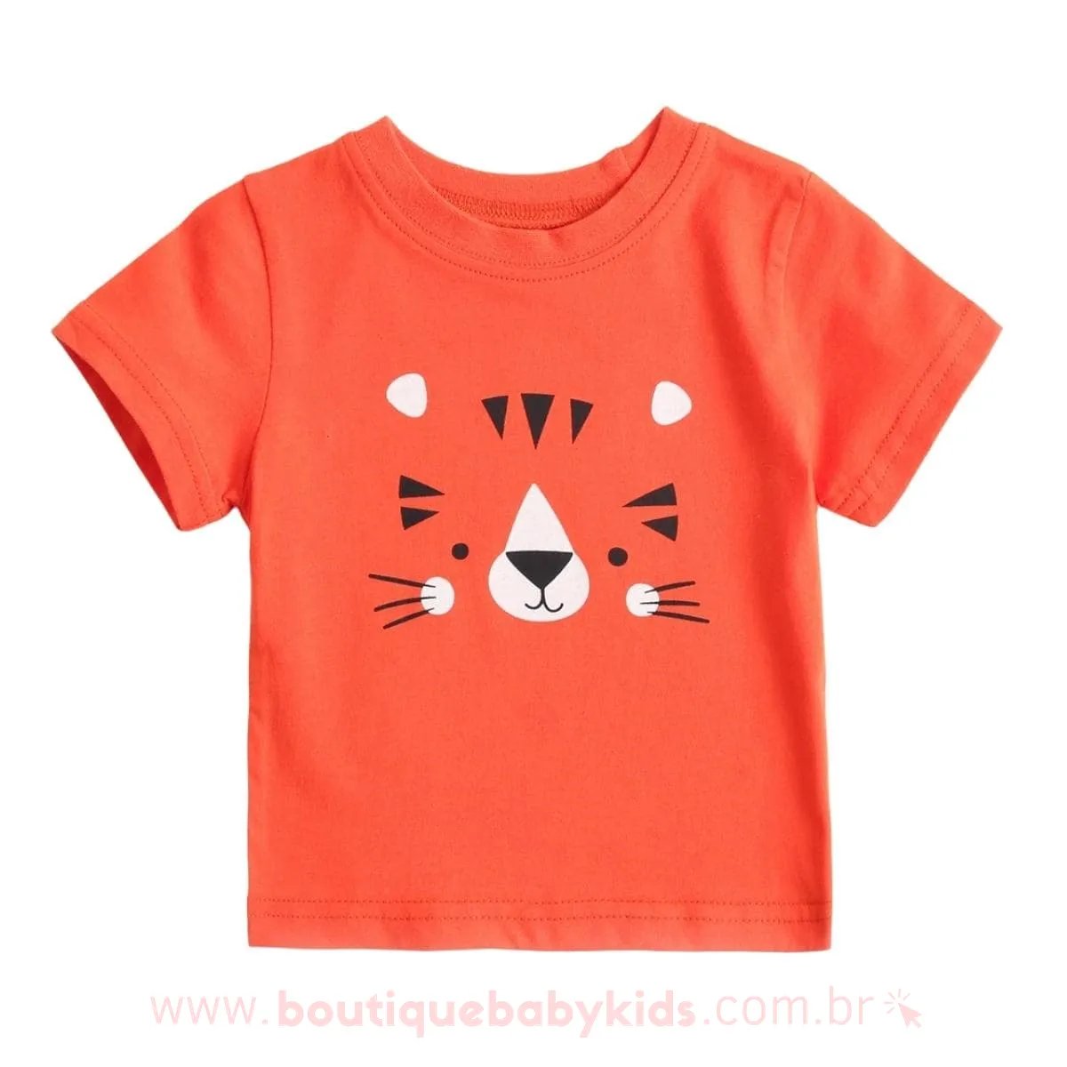 Conjunto Bebê Estampa Tigre com Tapa Fralda Laranja - Boutique Baby Kids