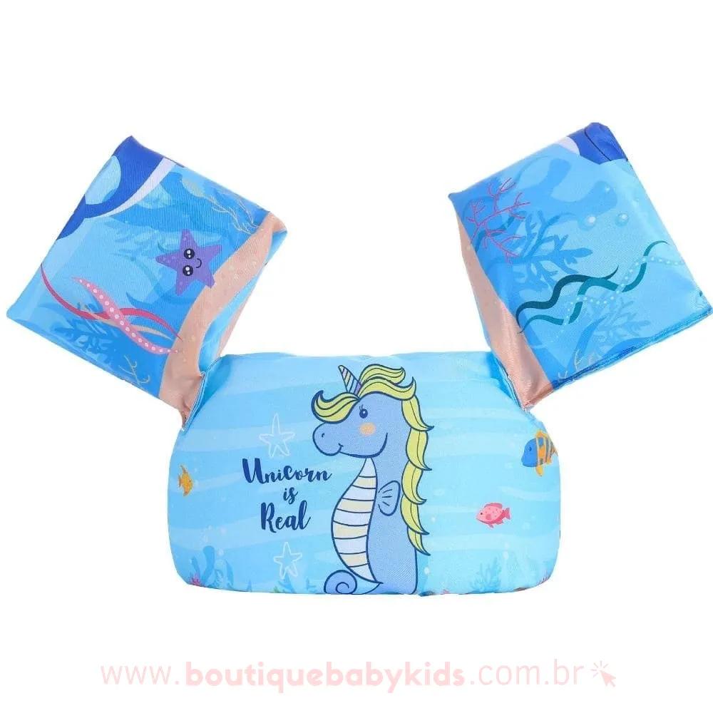 Boia Colete Salva-Vidas Infantil Unicórnio Azul - Boutique Baby Kids