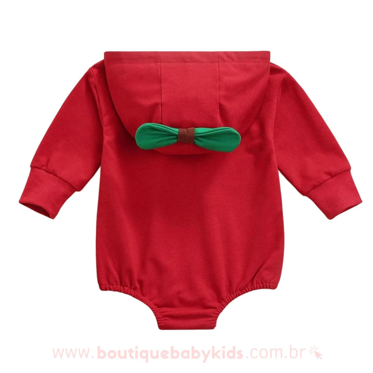 Body Bebê Fantasia Maçã Vermelha com Capuz - Boutique Baby Kids