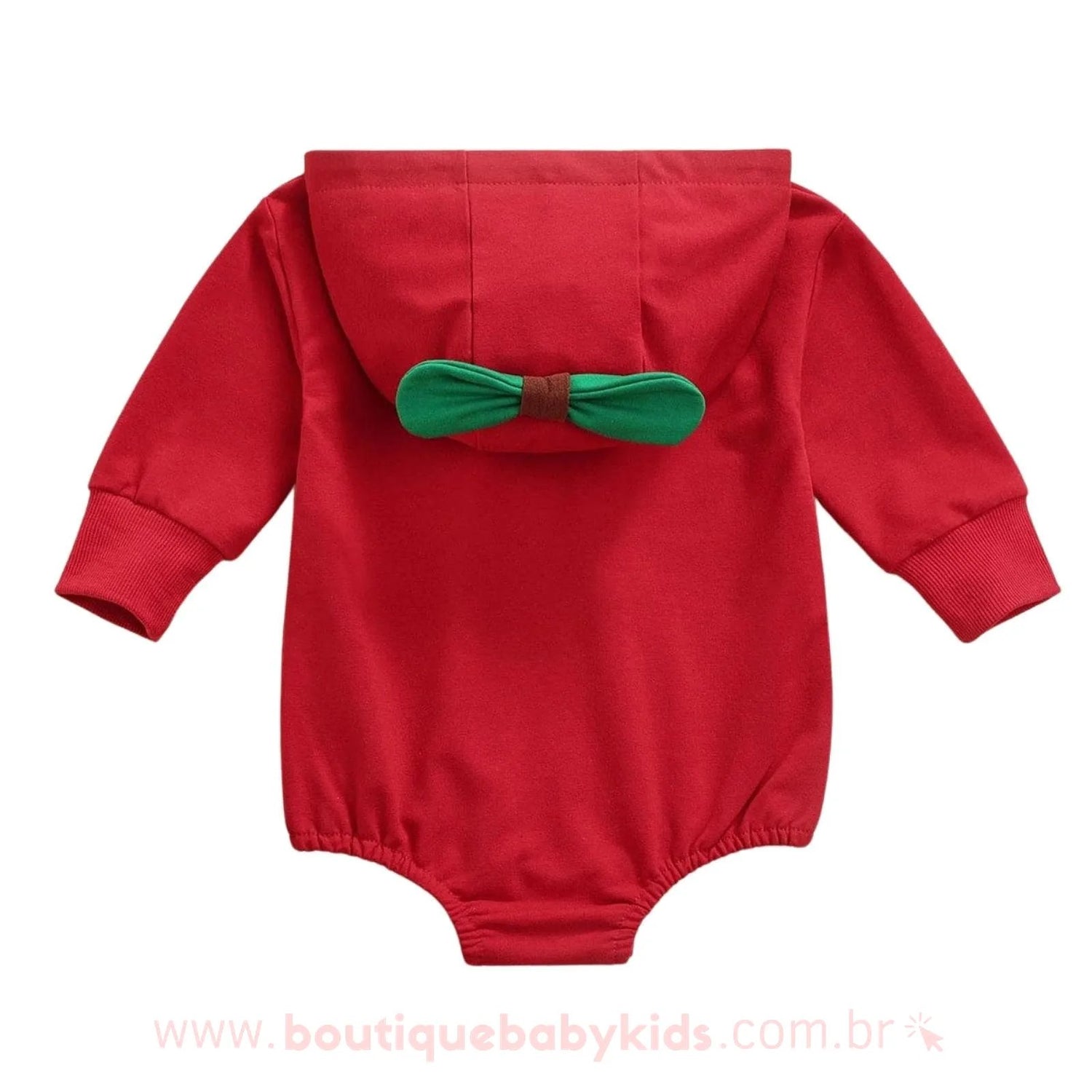 Body Bebê Fantasia Maçã Vermelha com Capuz - Boutique Baby Kids