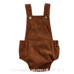Body Bebê Jardineira Veludo Cotelê com Bolso Marrom - Boutique Baby Kids 