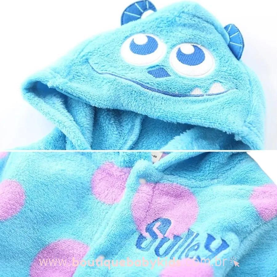 Macacão Bebê Inverno Fantasia Sulley Monstros SA Mesversário - Boutique Baby Kids