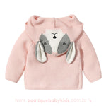 Casaco Bebê Inverno Tricot Cachorrinho Rosa com Capuz - Frete Grátis - Boutique Baby Kids 
