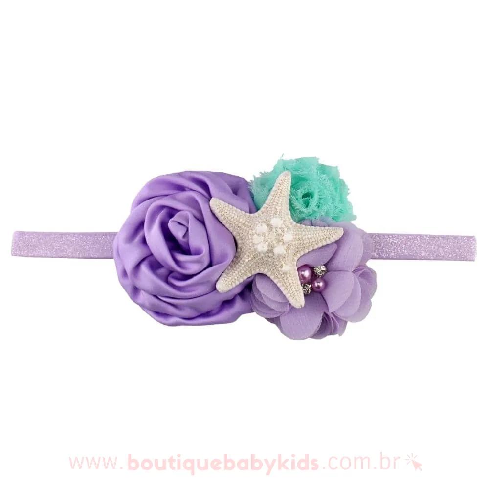 Faixa Bebê Pequena Sereia Estrela-do-Mar Mesversário Lilás - Frete Grátis - Boutique Baby Kids