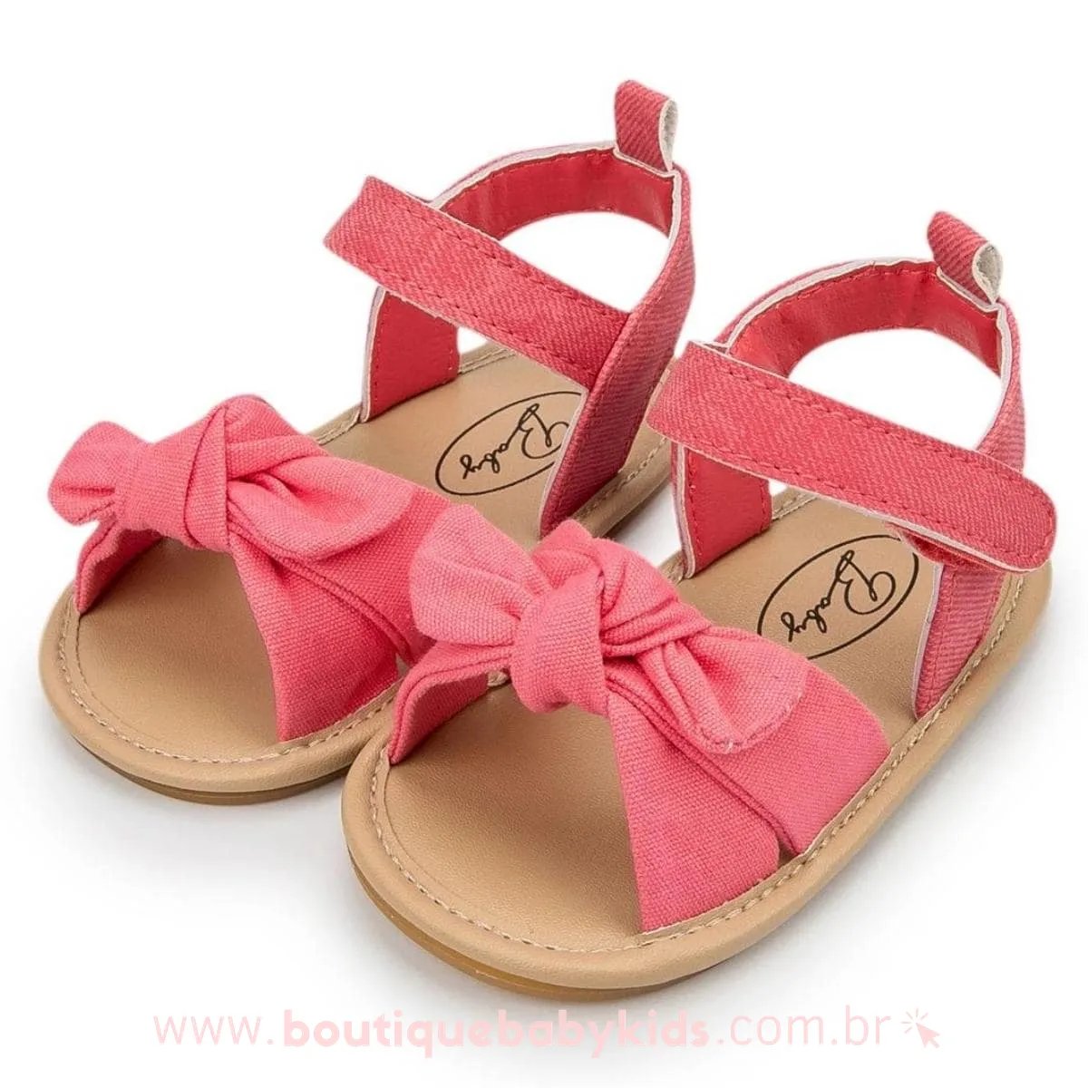 Sandália Bebê Primeiros Passos Laço Frontal Rosa - Boutique Baby Kids