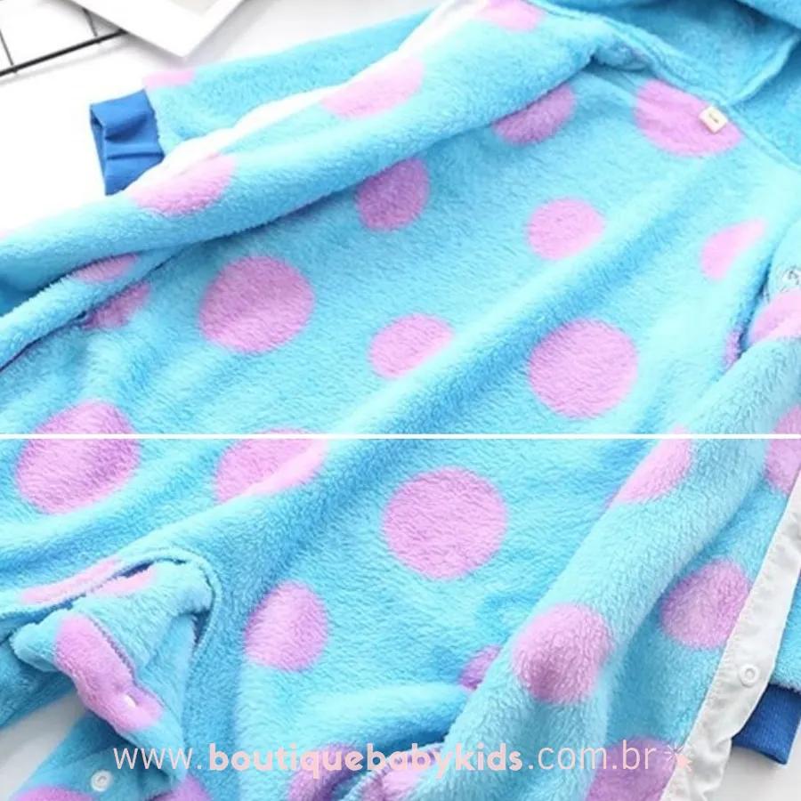 Macacão Bebê Inverno Fantasia Sulley Monstros SA Mesversário - Boutique Baby Kids