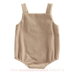 Body Bebê Jardineira Bordado Natal Bege - Boutique Baby Kids