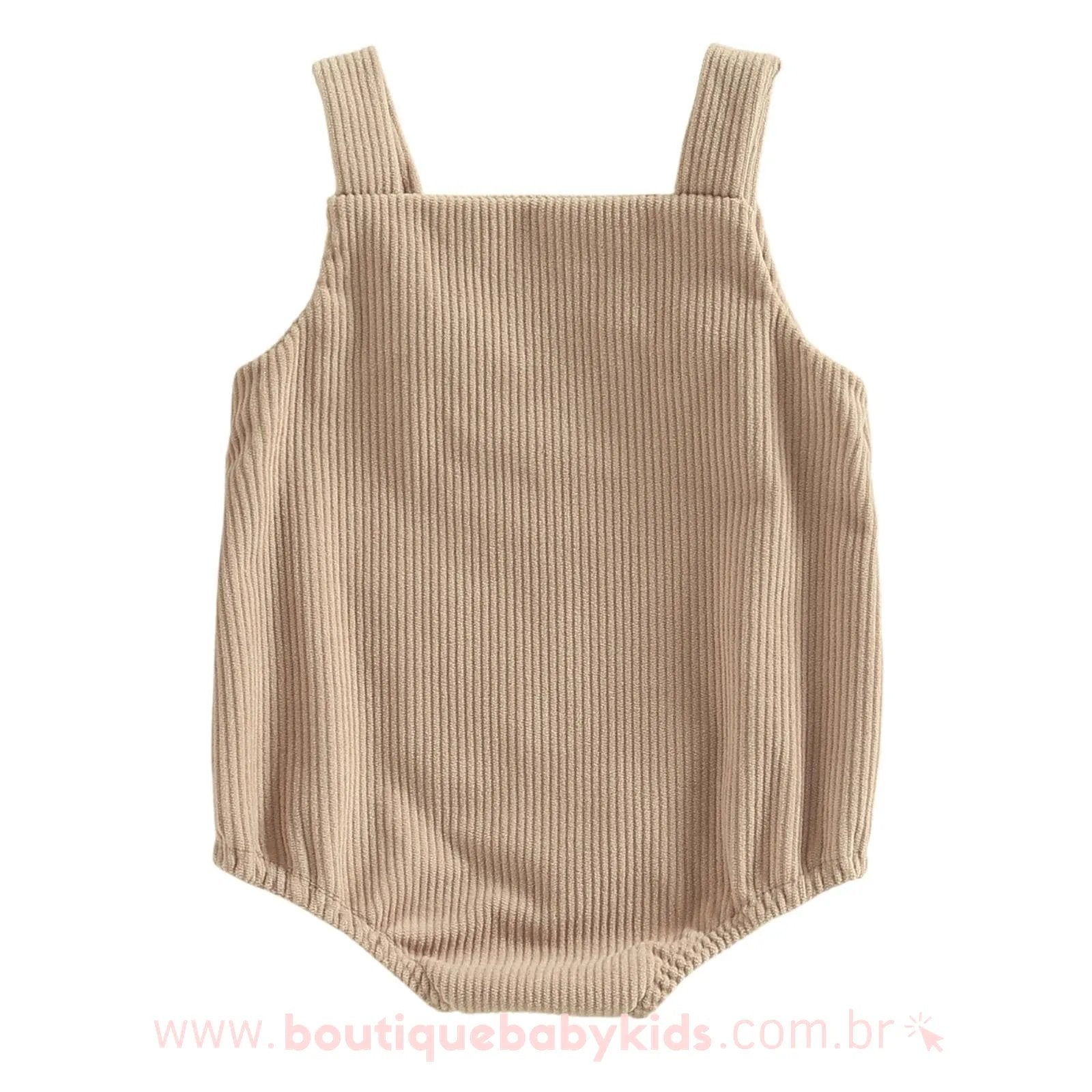 Body Bebê Jardineira Bordado Natal Bege - Boutique Baby Kids