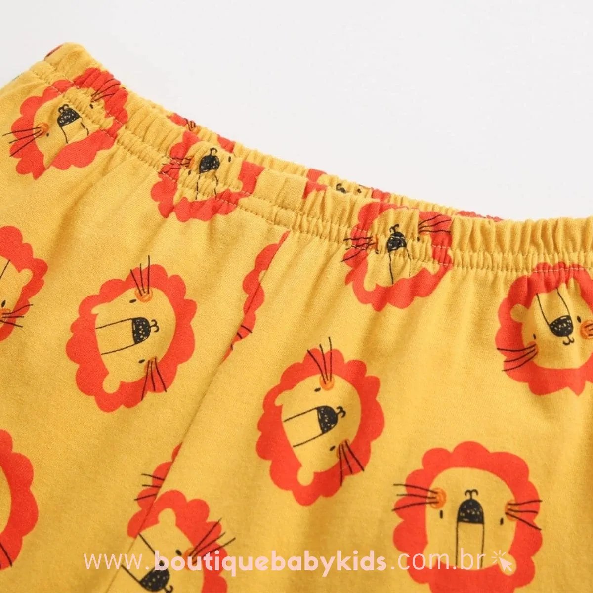 Conjunto Bebê Estampa Leãozinho Regata Short 2 Peças Bege - Boutique Baby Kids