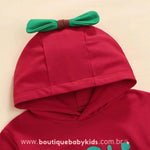 Body Bebê Fantasia Maçã Vermelha com Capuz - Boutique Baby Kids