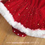 Vestido Bebê Veludo Fantasia Mamãe Noel com Faixa - Boutique Baby Kids