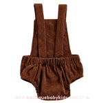 Body Bebê Jardineira Veludo Cotelê com Bolso Marrom - Boutique Baby Kids 