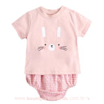 Conjunto Bebê Estampa Coelhinha com Tapa Fralda Rosa - Boutique Baby Kids