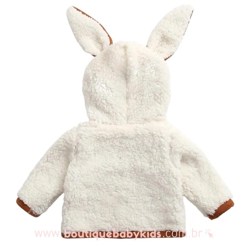 Casaco Bebê Infantil Coelhinho Forrado com Pelos Capuz Orelhinhas Marrom - Frete Grátis - Boutique Baby Kids 