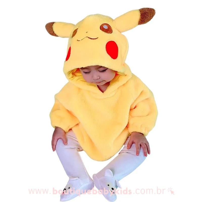 Body Temático Fantasia Bebê Pikachu Pokémon + Touquinha - R$ 40,9